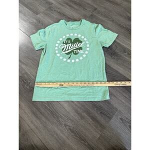 Miller Lite Green Clover Shirt “it’s Miller Time” Graphic Tee Sz M St. Patrick